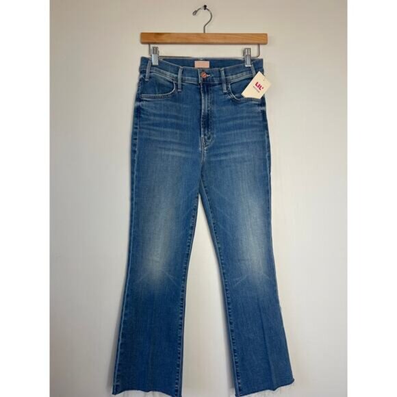 NWT Mother The Hustler Ankle Fray Mid Rise Crop Bootcut Leg Jeans Blue Size: 27 - Picture 2 of 8